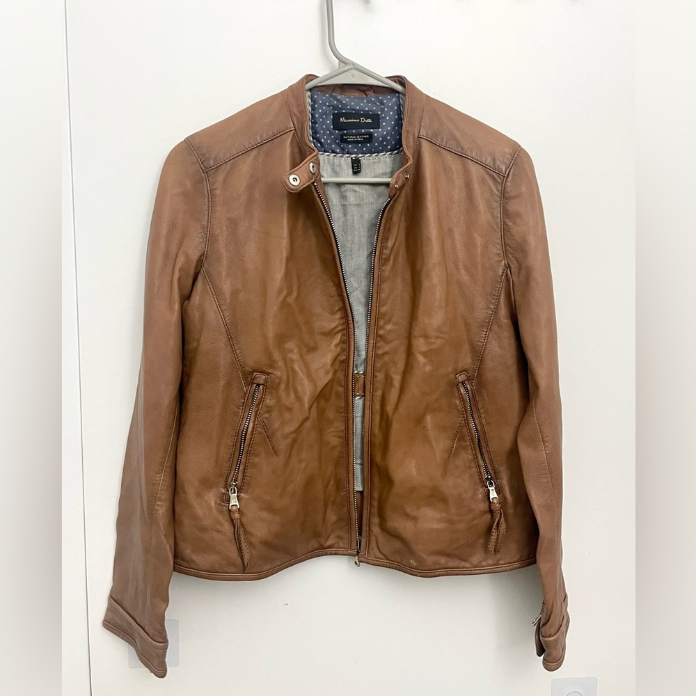 Massimo Dutti Brown Leather Jacket